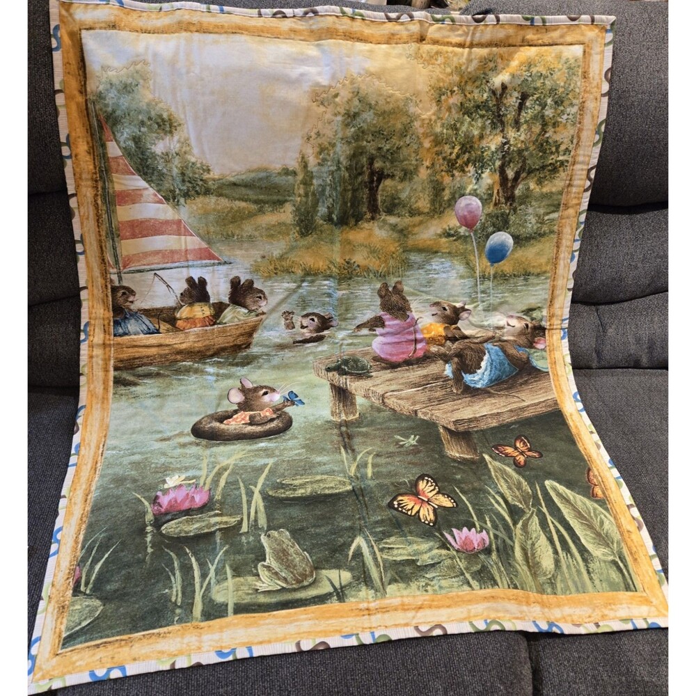 Susan Wheeler Handmade Baby Shower Blanket Wall Hanging Shower Woodland 34" x41"